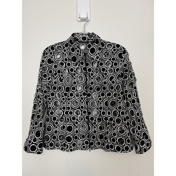 Samuel Dong Black Silver Geometric Cutout Jacket Womens Medium Art Wear - Picture 4 of 16